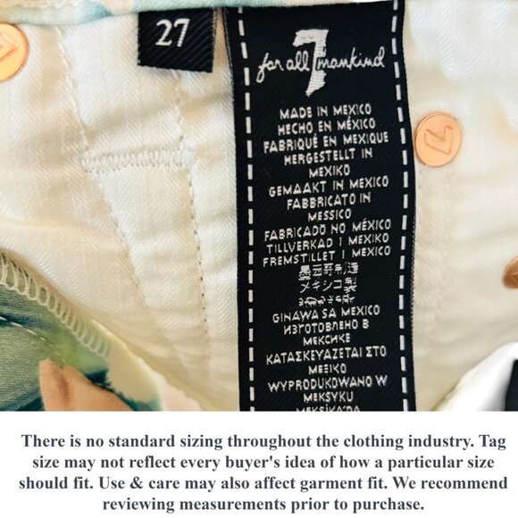 7 For All Mankind Womens The Ankle Skinny Jeans Floral Print Stretch Size 27 - Picture 9 of 13